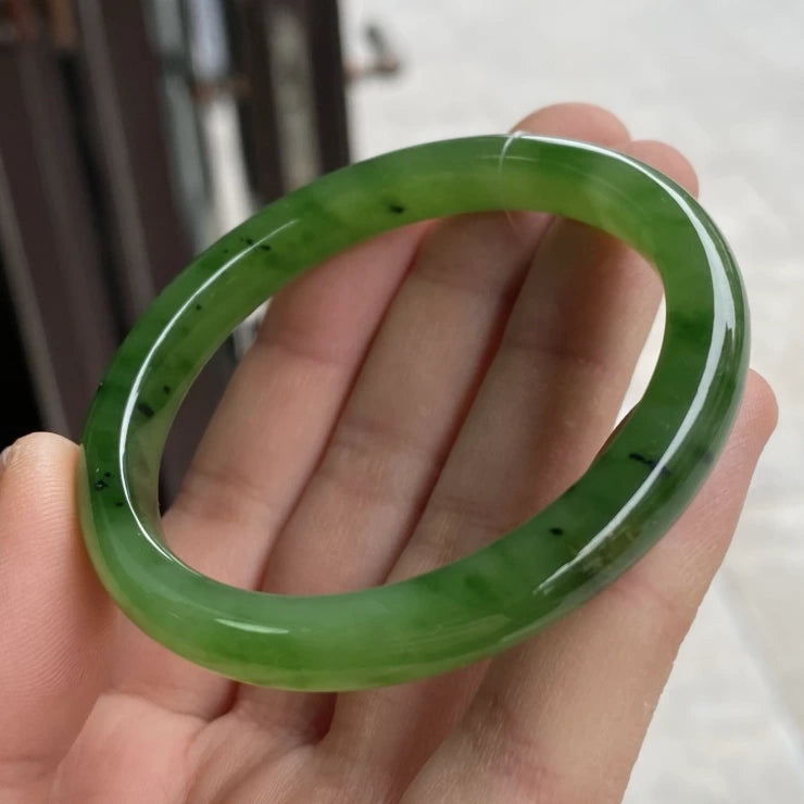 Apple-green Hetian Jade Bangle