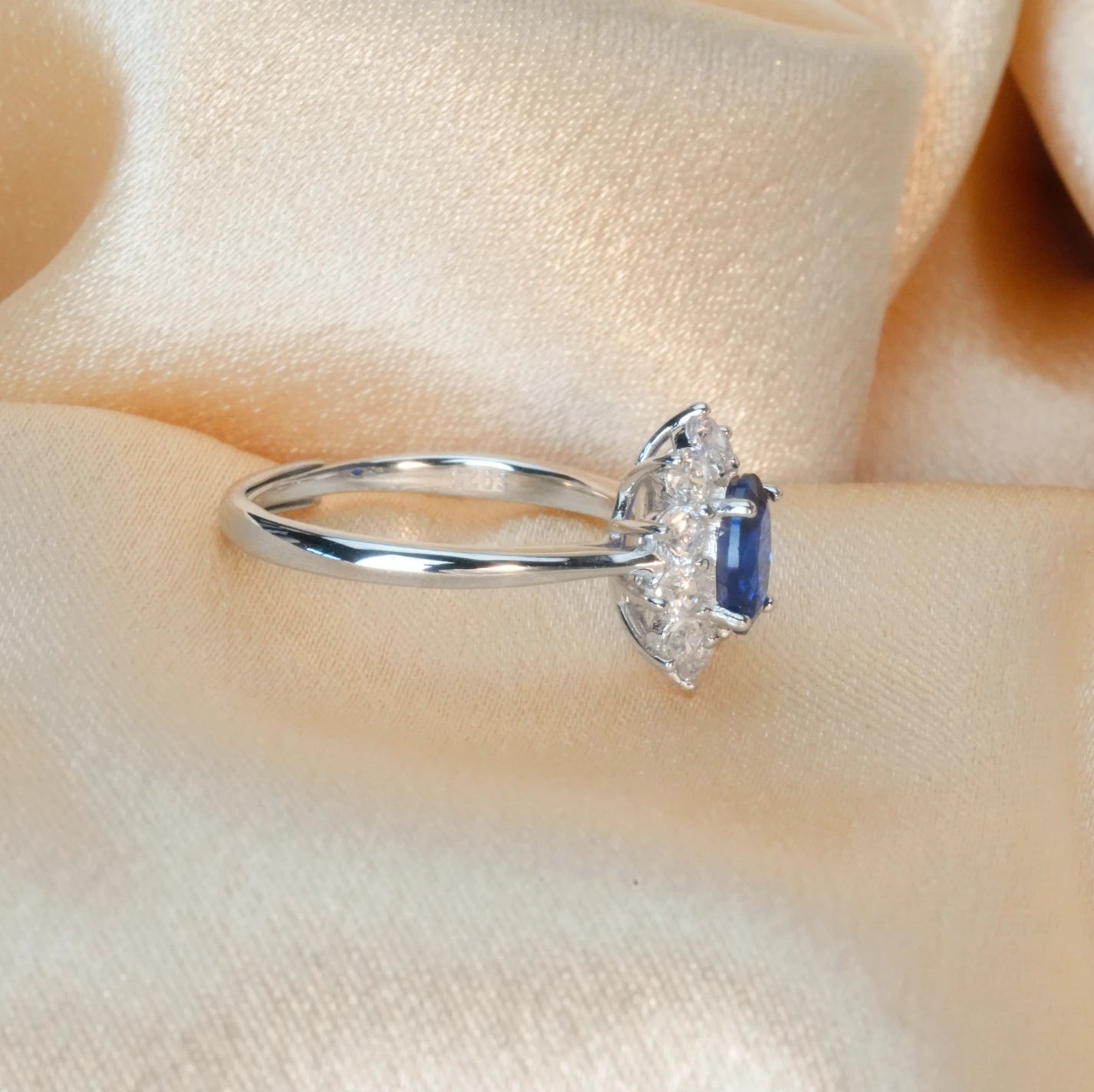 Cobalt Blue Spinel Ring - Sunflower Style