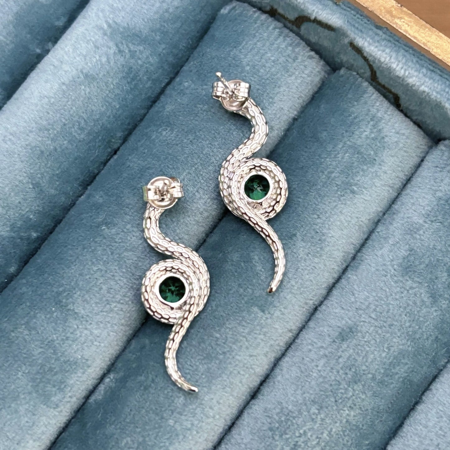 2ct Emerald Earring Studs - Snake style