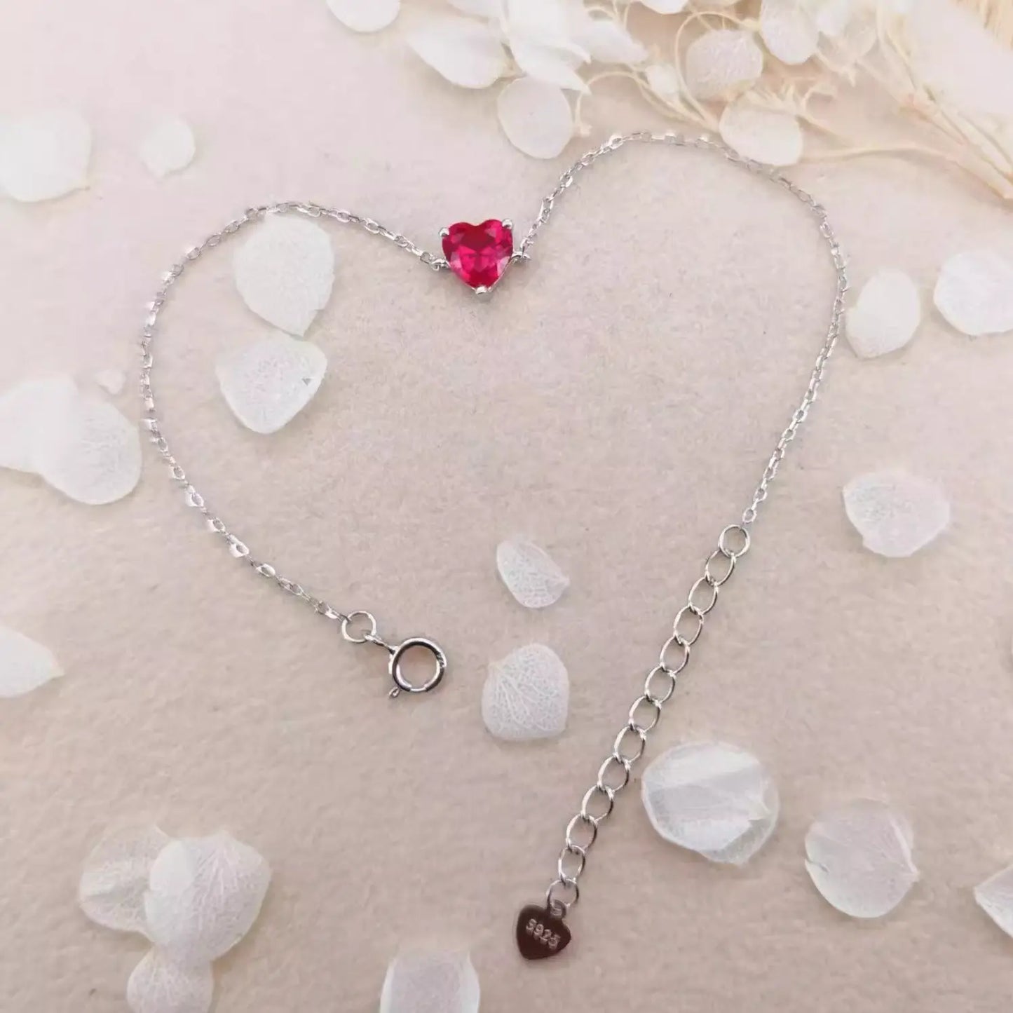 1 ct Heart Style Ruby Earring Studs / Bracelet