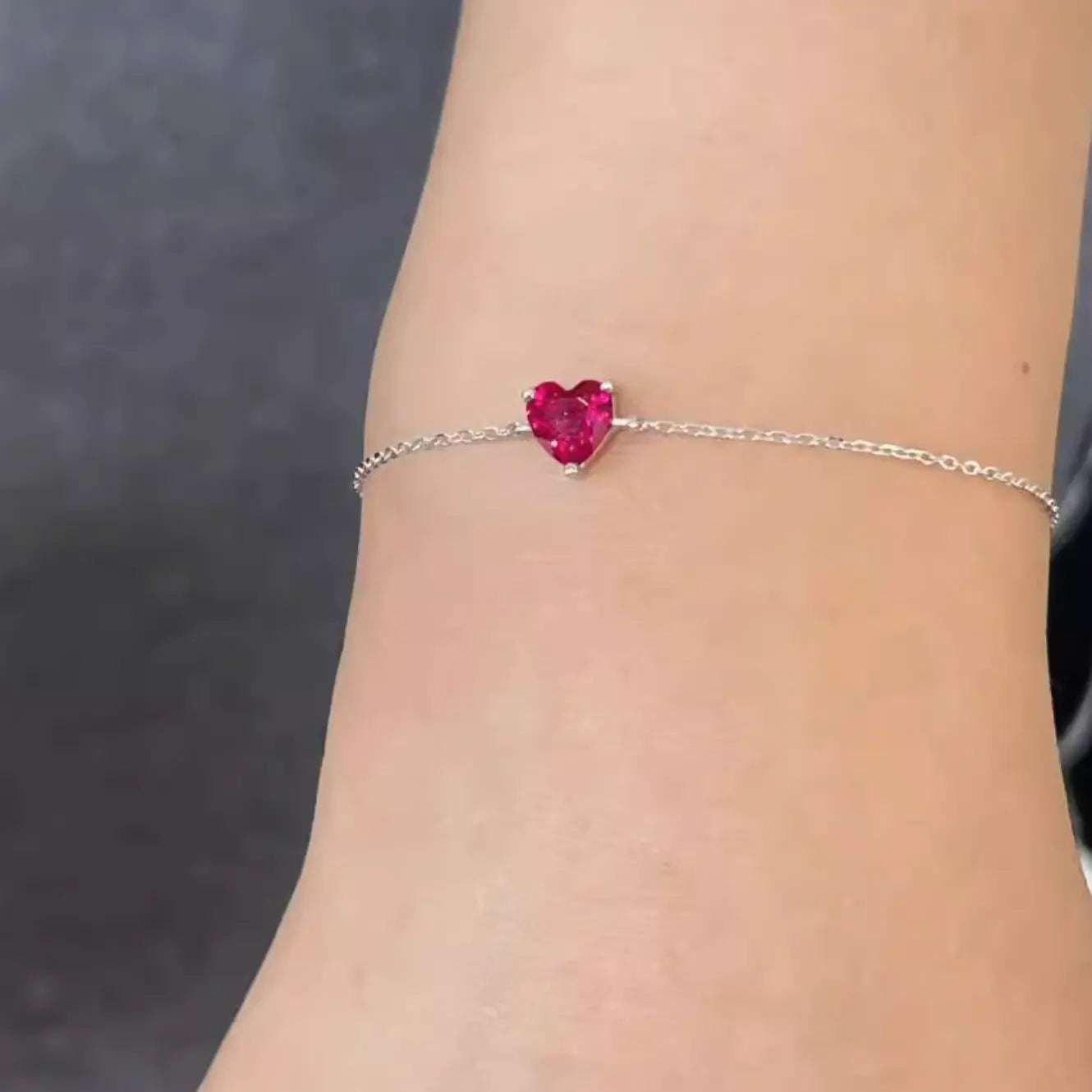 1 ct Heart Style Ruby Earring Studs / Bracelet