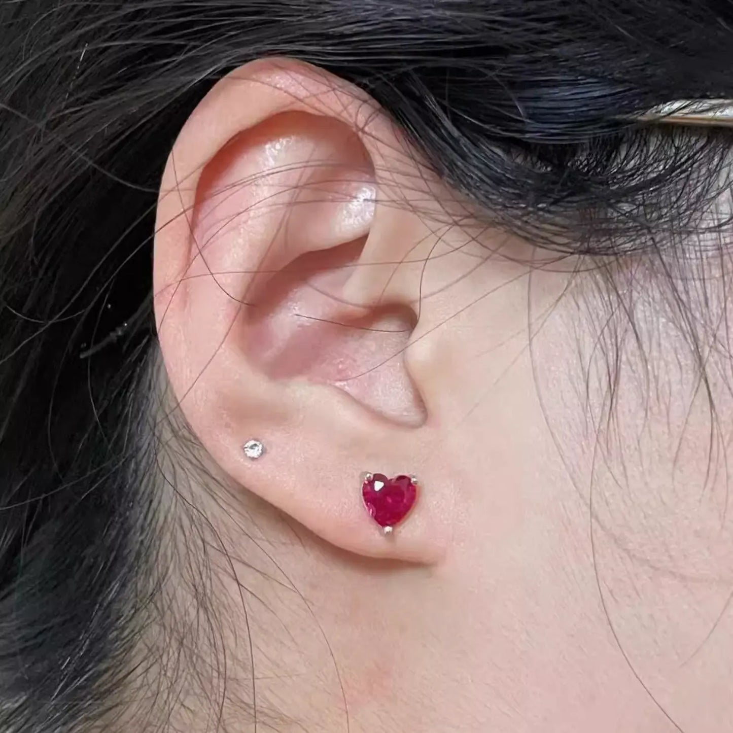 1 ct Heart Style Ruby Earring Studs / Bracelet