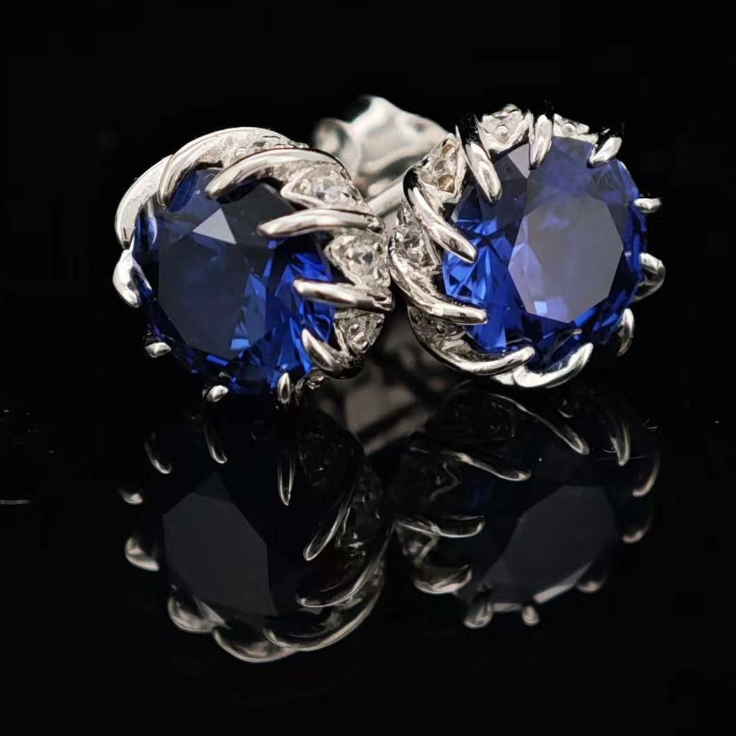 3 ct Sapphire Earring Studs - Flower buds
