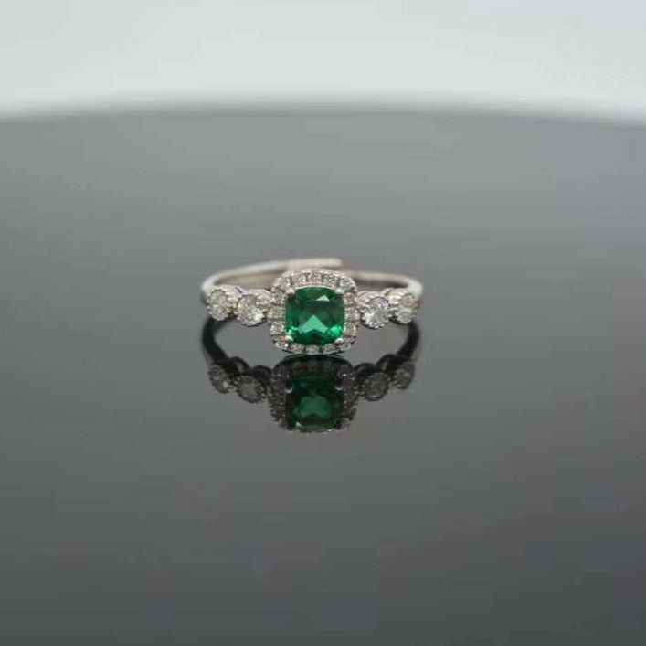 Square Emerald Ring - Size Adjustable