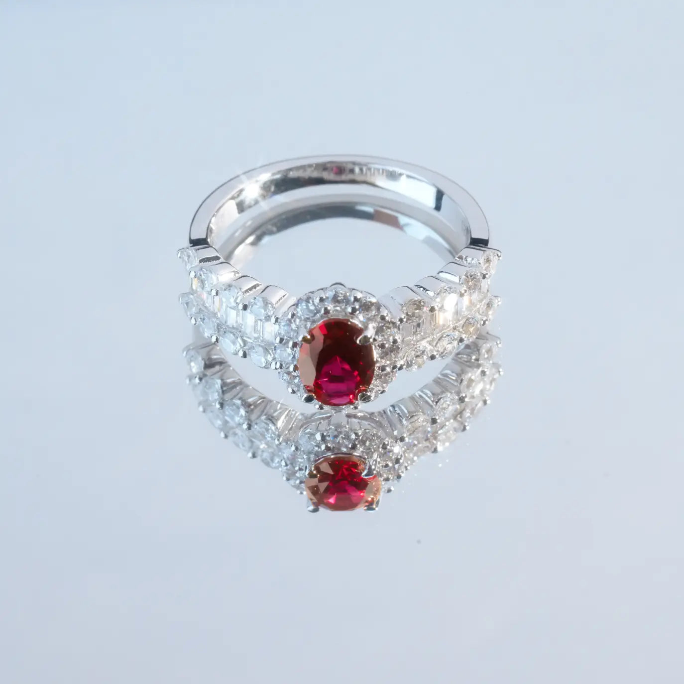 Luxury Ruby Ring - silver color
