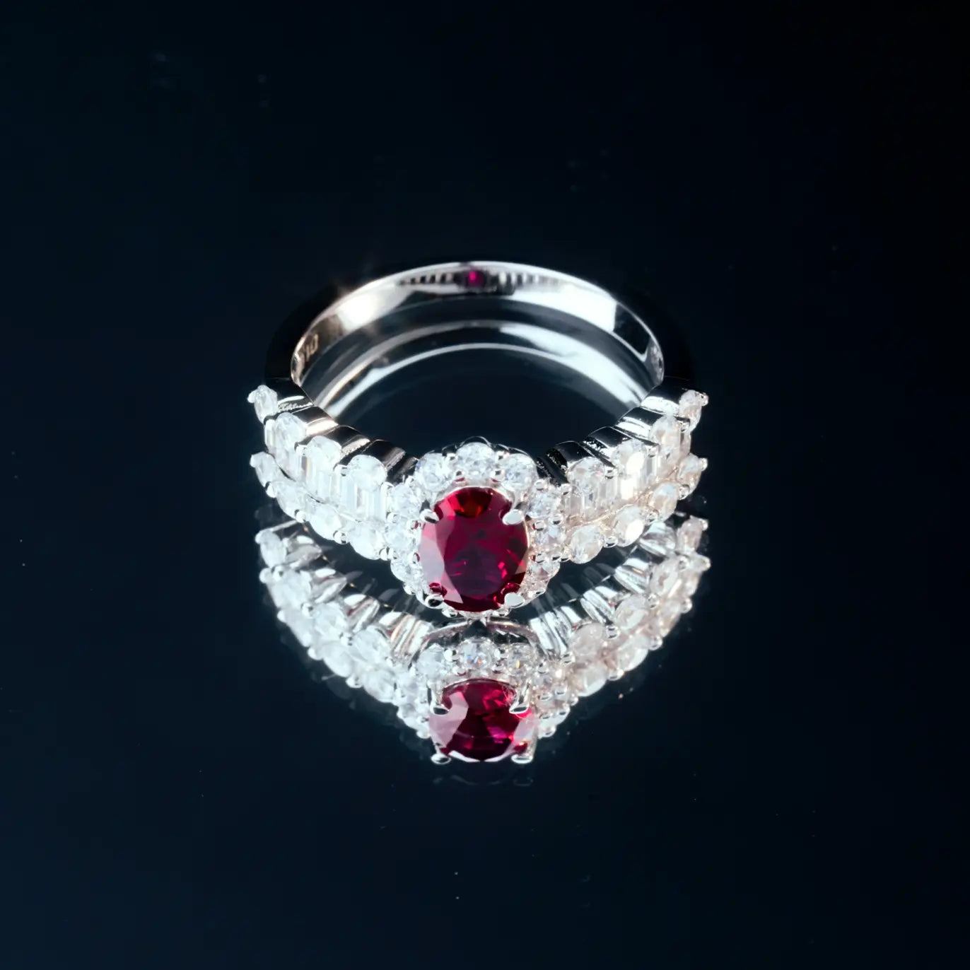 Luxury Ruby Ring - silver color