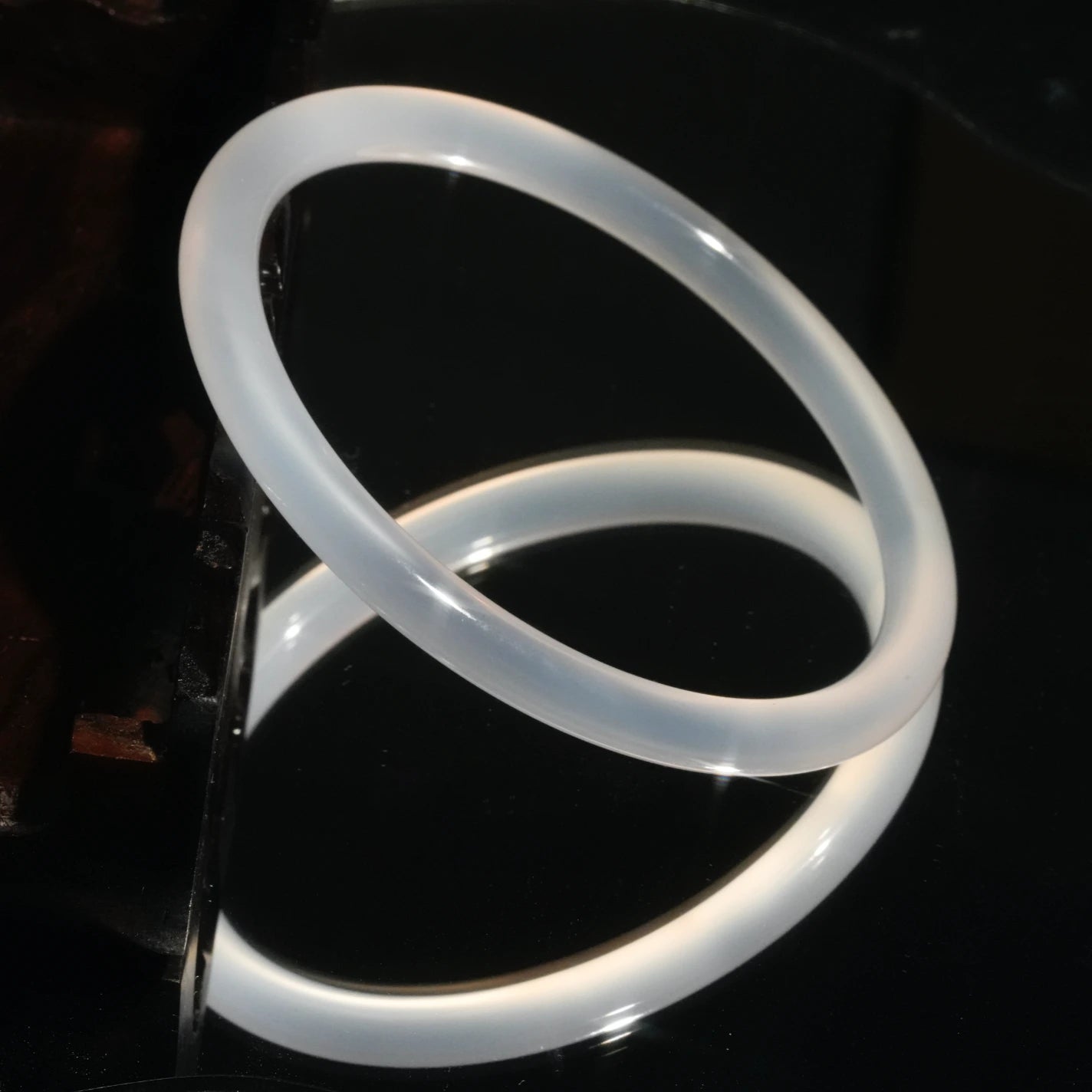 Natural Color Agate Jingle Bangle - Icy White Color