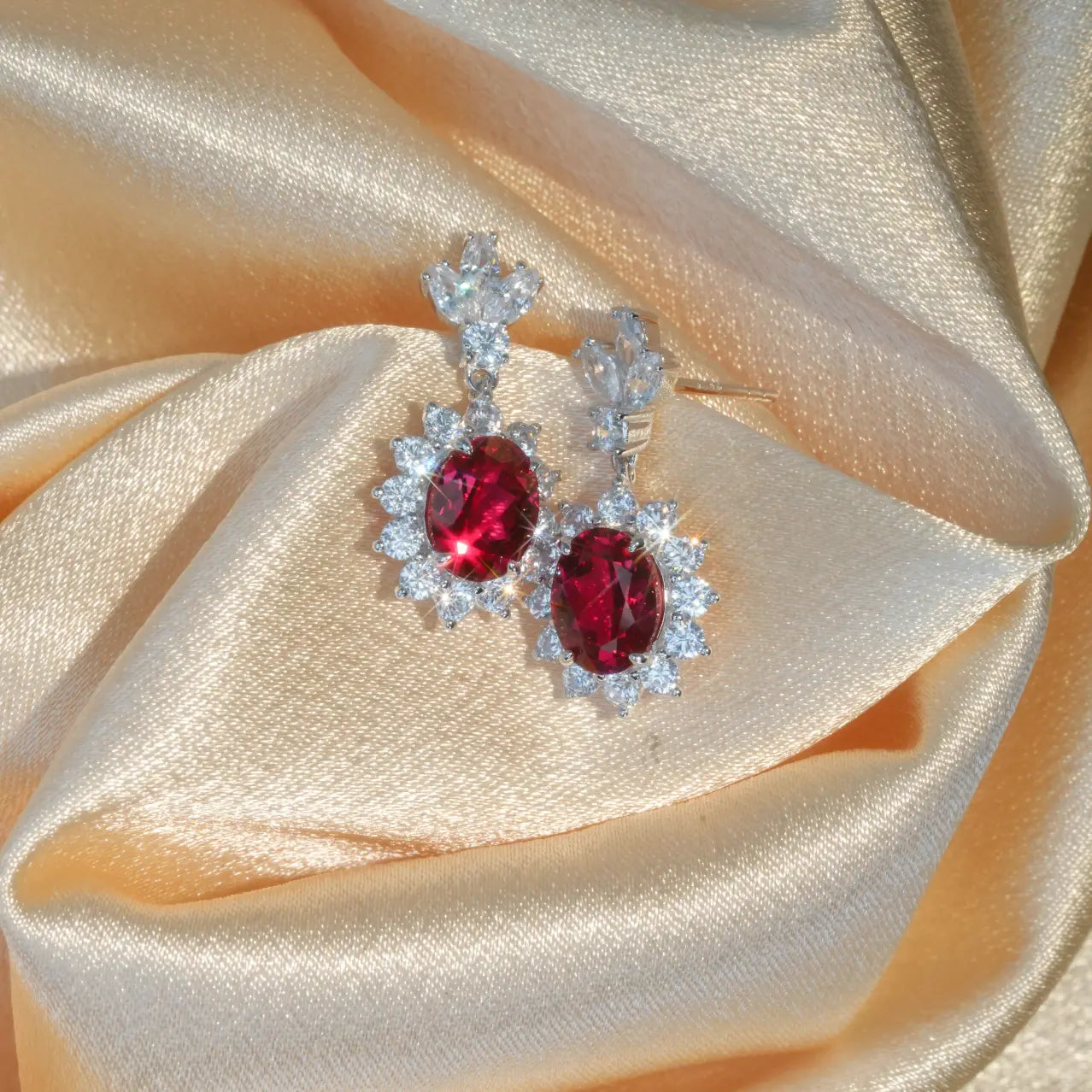 5ct Ruby Earrings - Sunflower Style