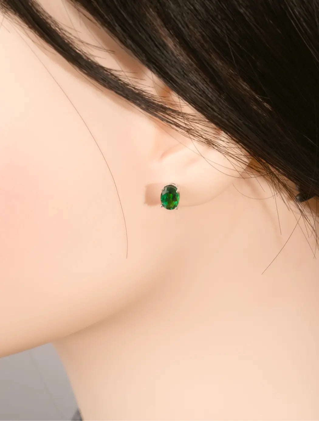 2.6 ct Oval Shape Emerald Earring Studs
