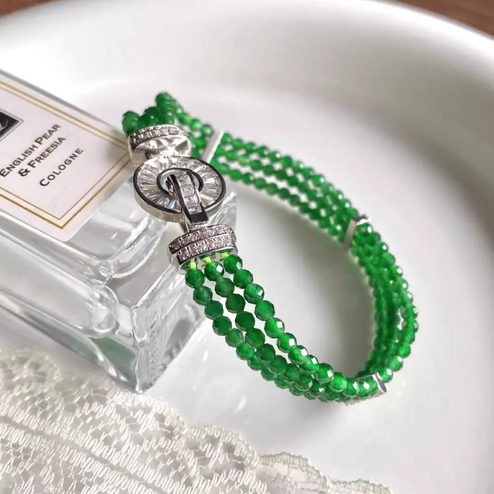 Natural Guatemalan Jadeite Beads Bracelet - Bright Green