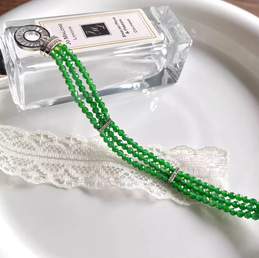 Natural Guatemalan Jadeite Beads Bracelet - Bright Green