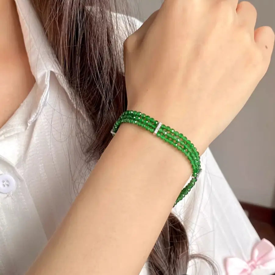 Natural Guatemalan Jadeite Beads Bracelet - Bright Green