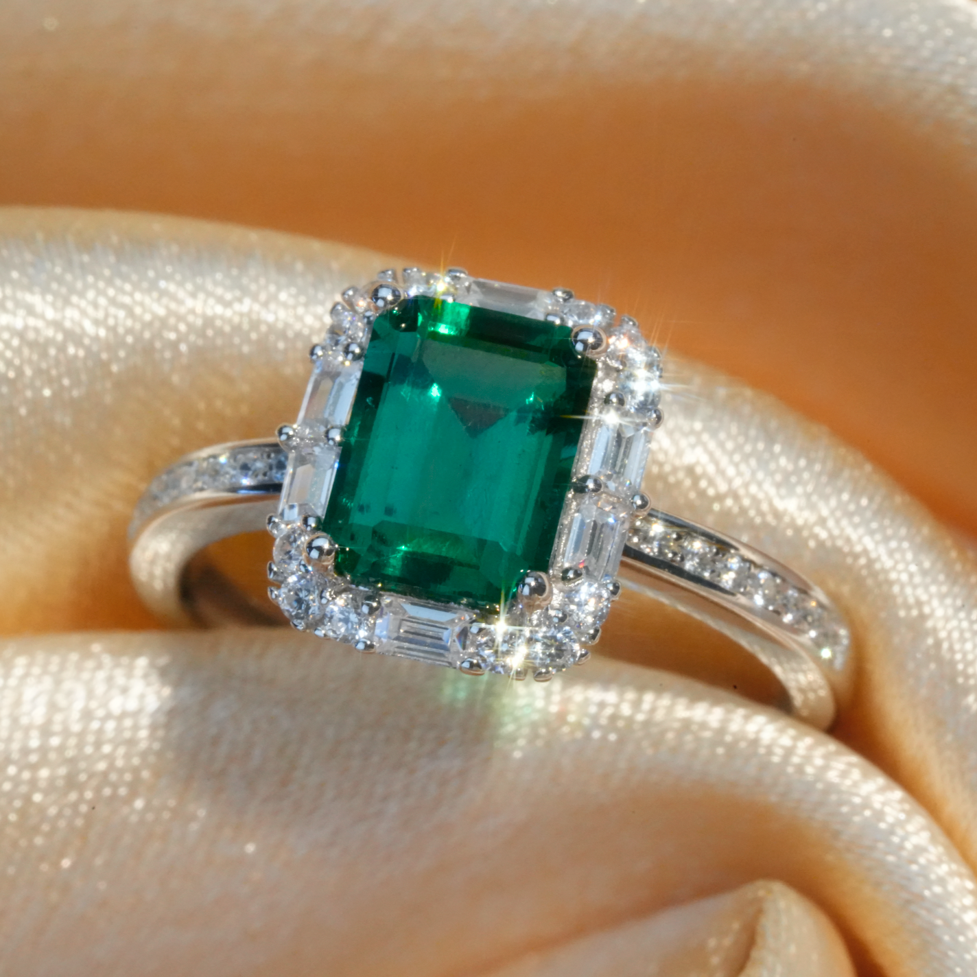 1.23ct Rectangular Emerald Ring