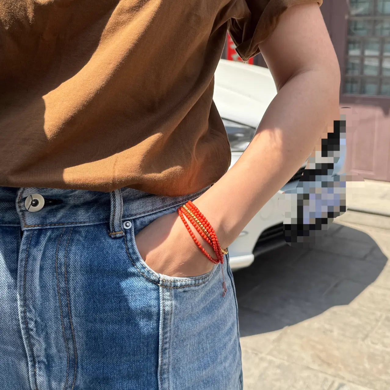 Southern Red Carnelian Bead Necklace/Bracelet -Tomato Red Color