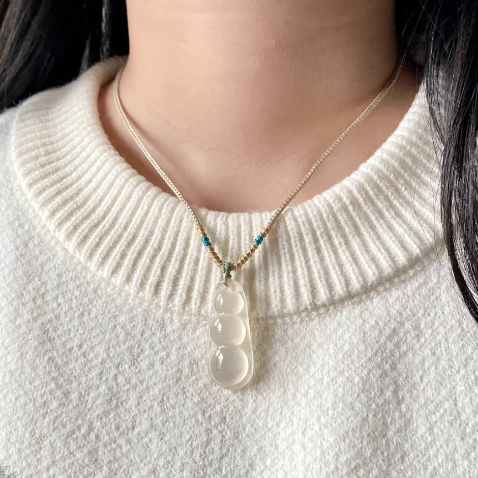 Natural Icy Natural Agate Pendant - Beans
