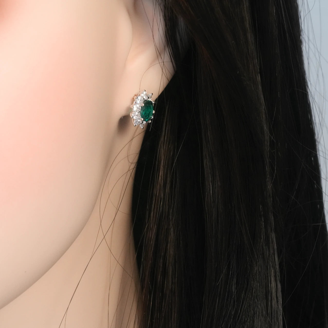 Emerald Earring Studs and Ring Set - Sunflower style