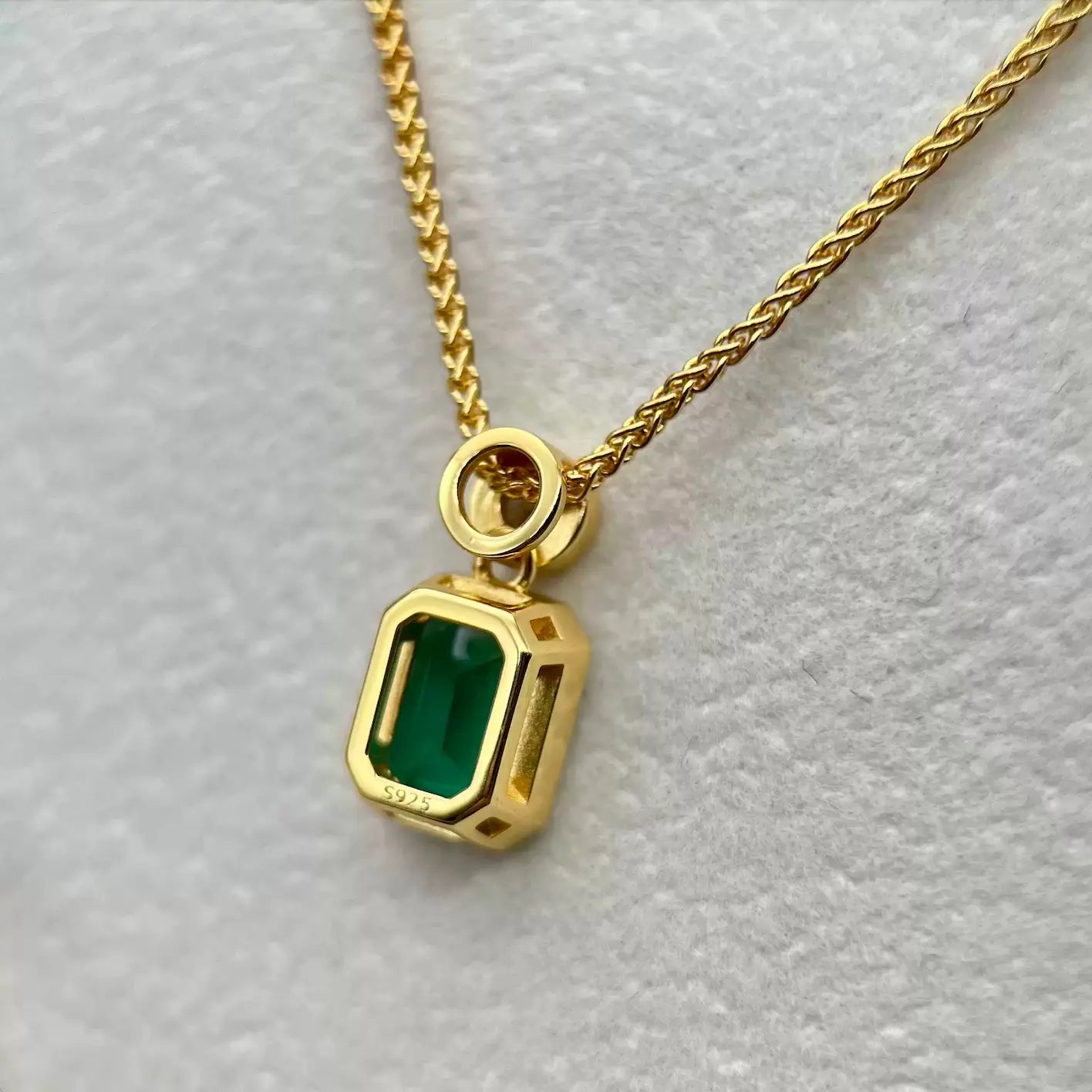 1.3 carat Emerald square necklace