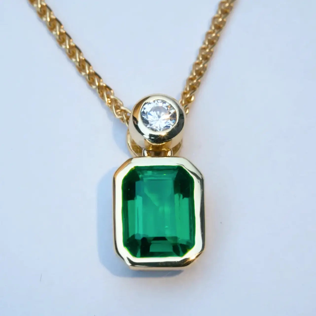 1.3 carat Emerald square necklace