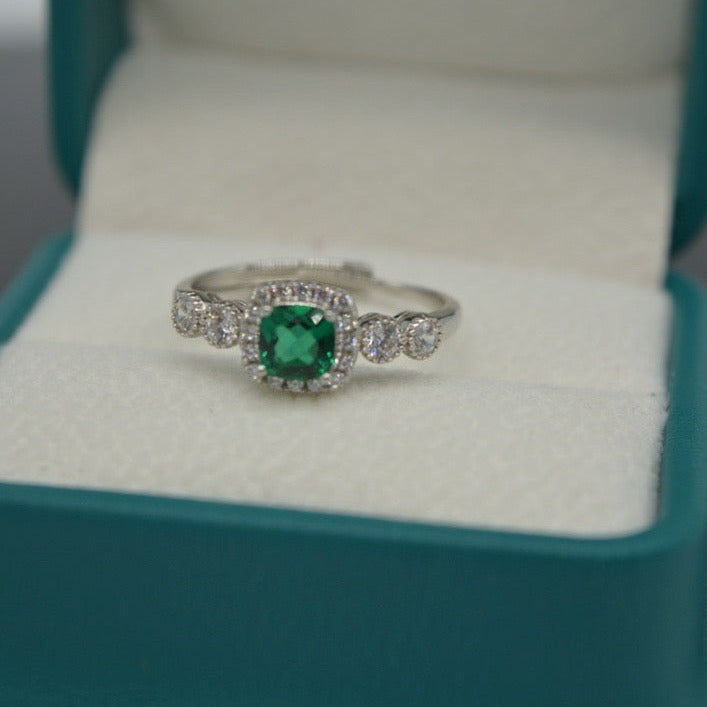 Square Emerald Ring - Size Adjustable