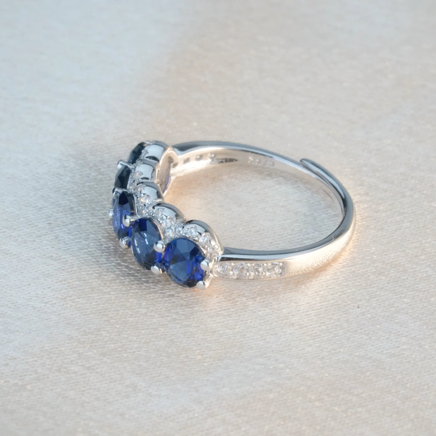 Crown Style Sapphire Ring - Five Stones in a Row