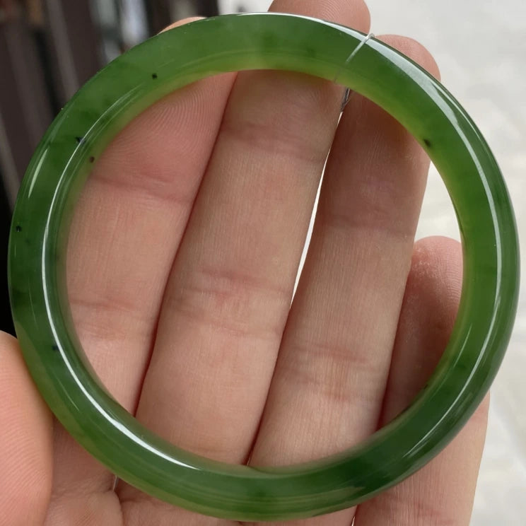Apple-green Hetian Jade Bangle