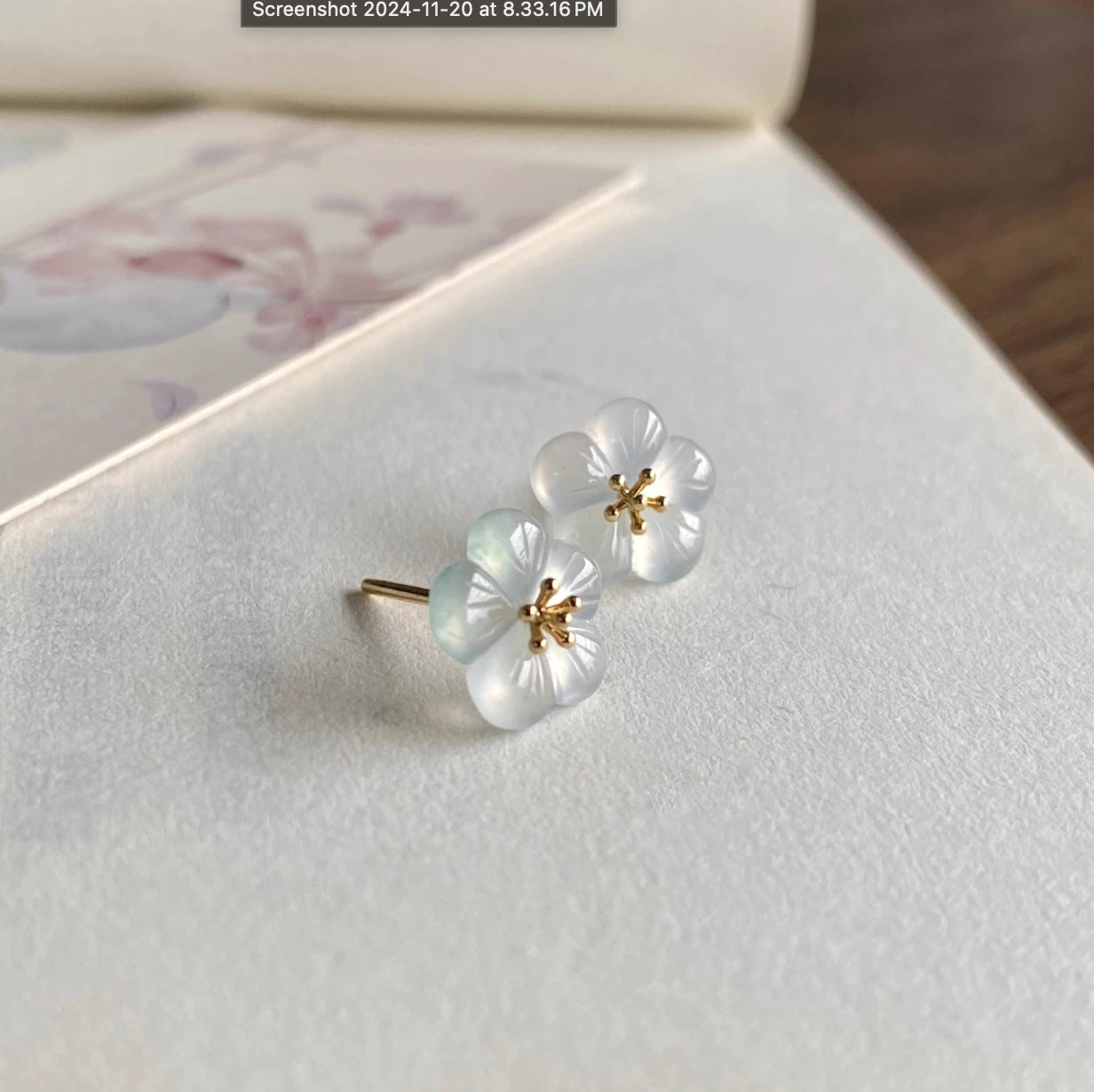 Natural High Icy Burmese Jadeite Earring Studs - Flower
