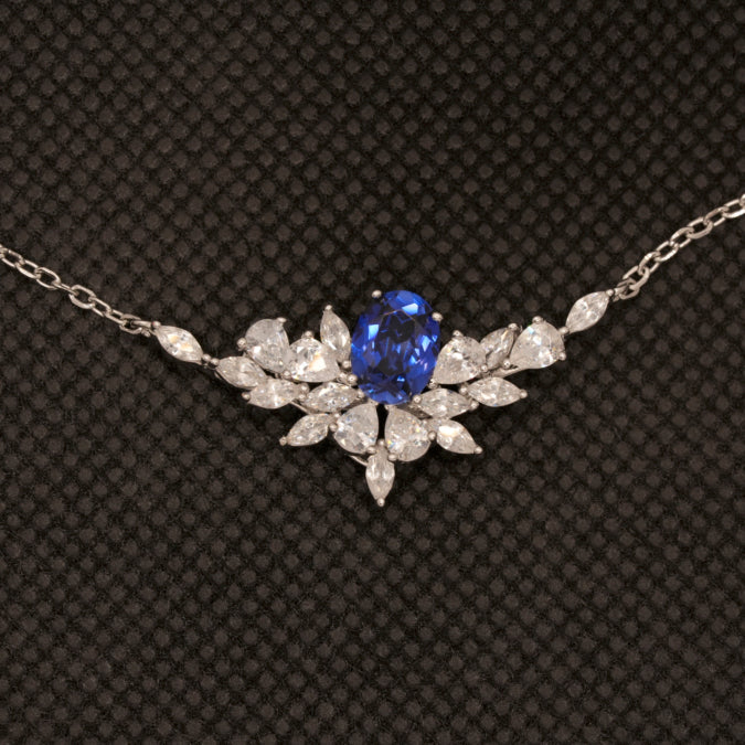 1.56ct Sapphire Necklace in two colors- Tilted Wings Styles