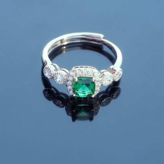 Square Emerald Ring - Size Adjustable