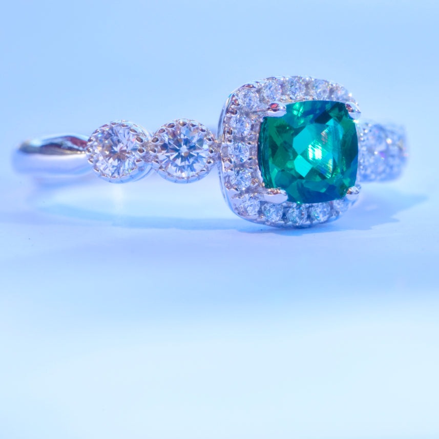 Square Emerald Ring - Size Adjustable