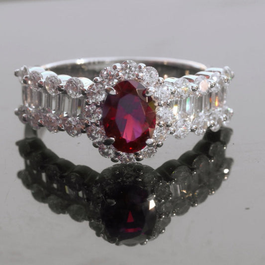 Luxury Ruby Ring - silver color