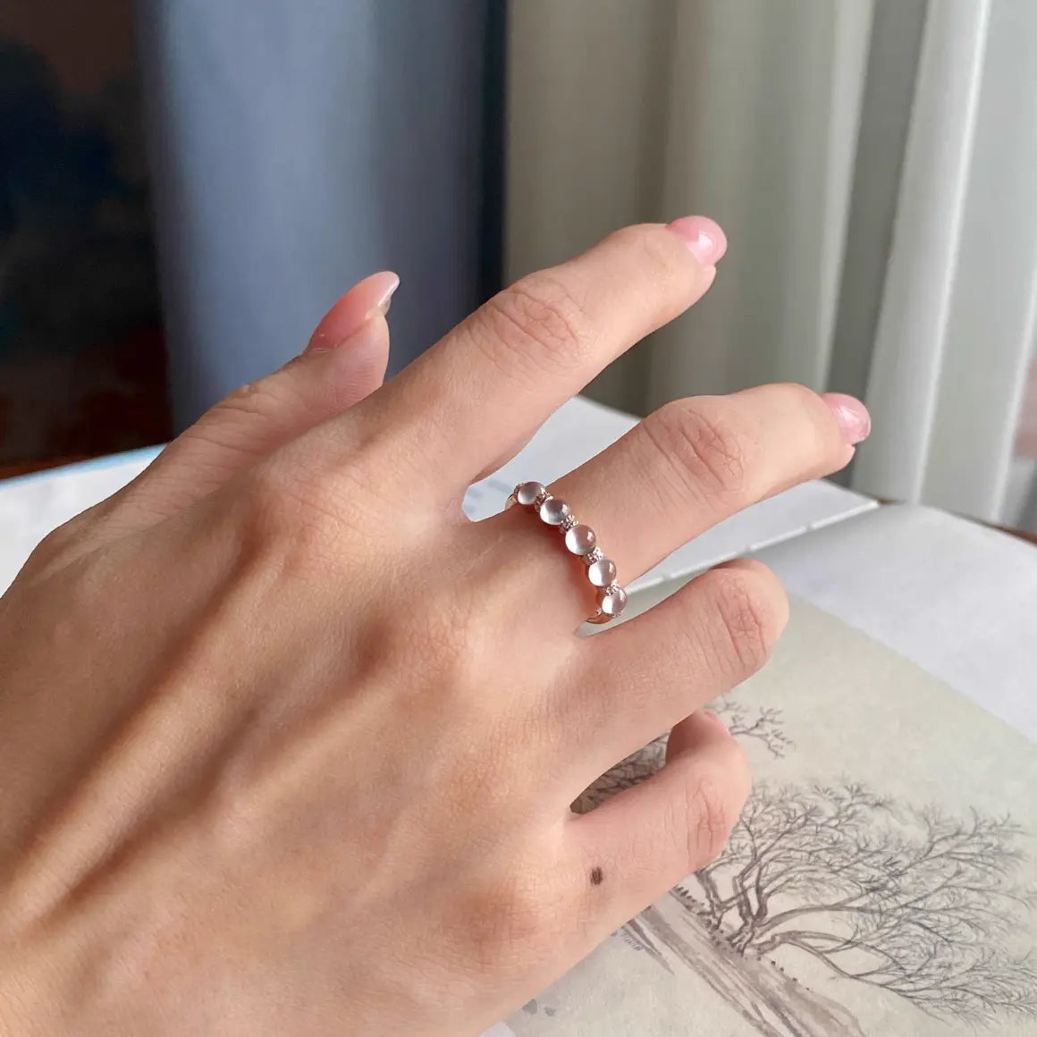 [Pre-order] Natural Glass-type Burmese Jadeite Band Ring