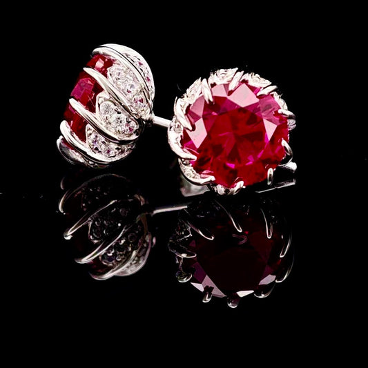 3ct Ruby earring studs - flower buds