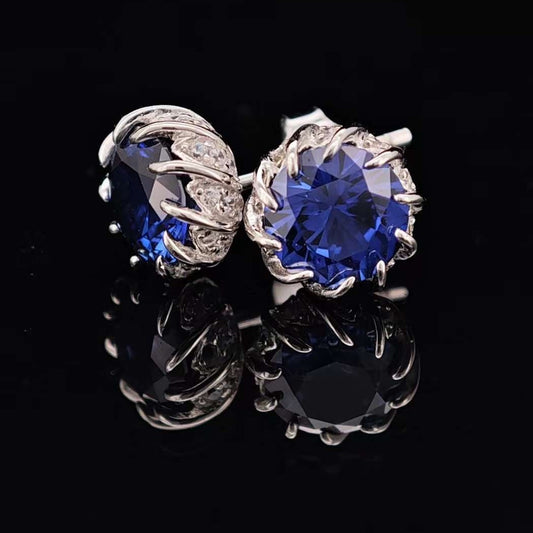 3 ct Sapphire Earring Studs - Flower buds