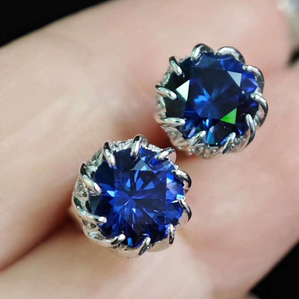 3 ct Sapphire Earring Studs - Flower buds