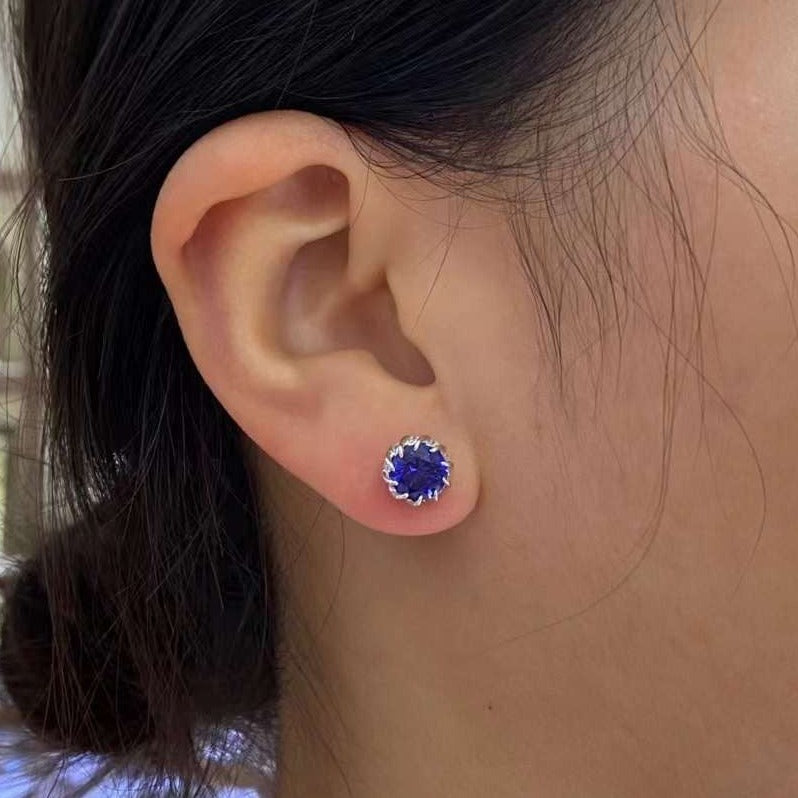 3 ct Sapphire Earring Studs - Flower buds
