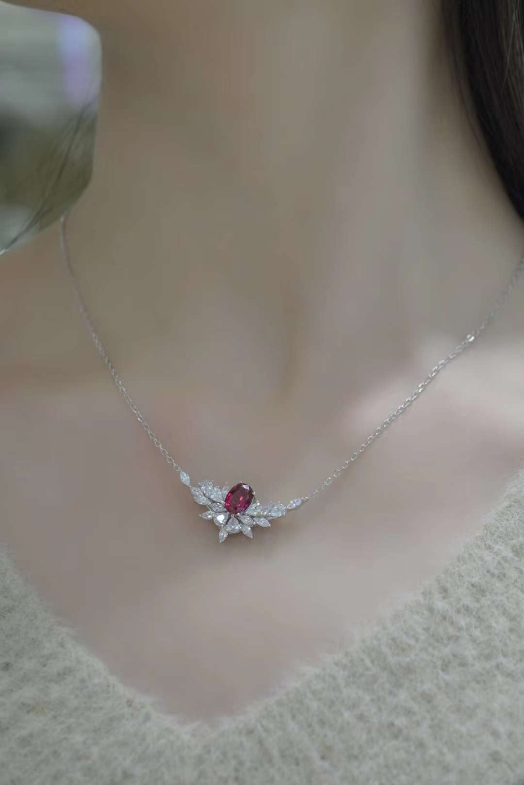 1.56ct Sapphire Necklace in two colors- Tilted Wings Styles