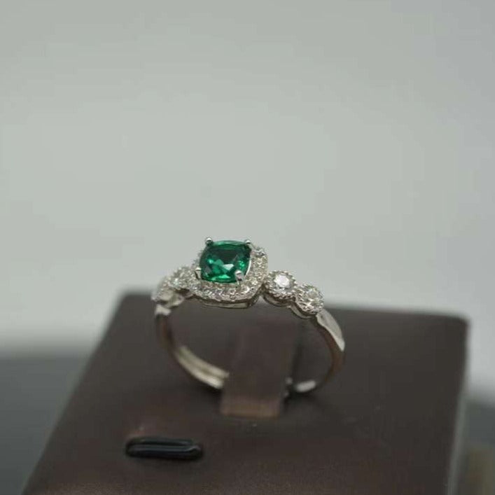 Square Emerald Ring - Size Adjustable