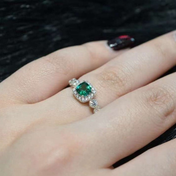 Square Emerald Ring - Size Adjustable