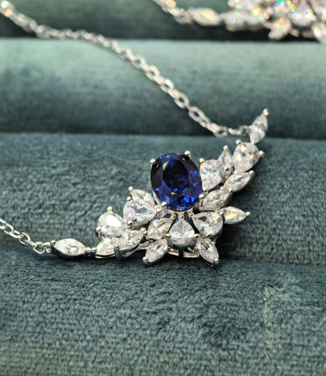 1.56ct Sapphire Necklace in two colors- Tilted Wings Styles