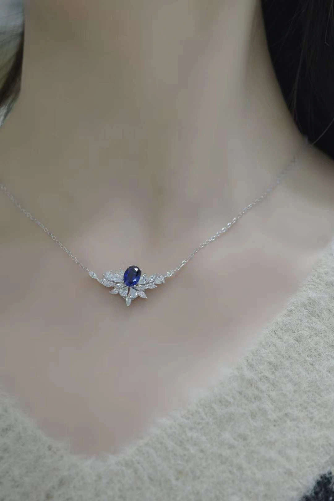 1.56ct Sapphire Necklace in two colors- Tilted Wings Styles