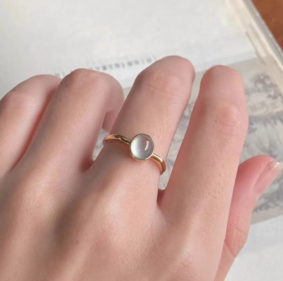 Natural Ic-Grade White Burmese Jadeite Ring