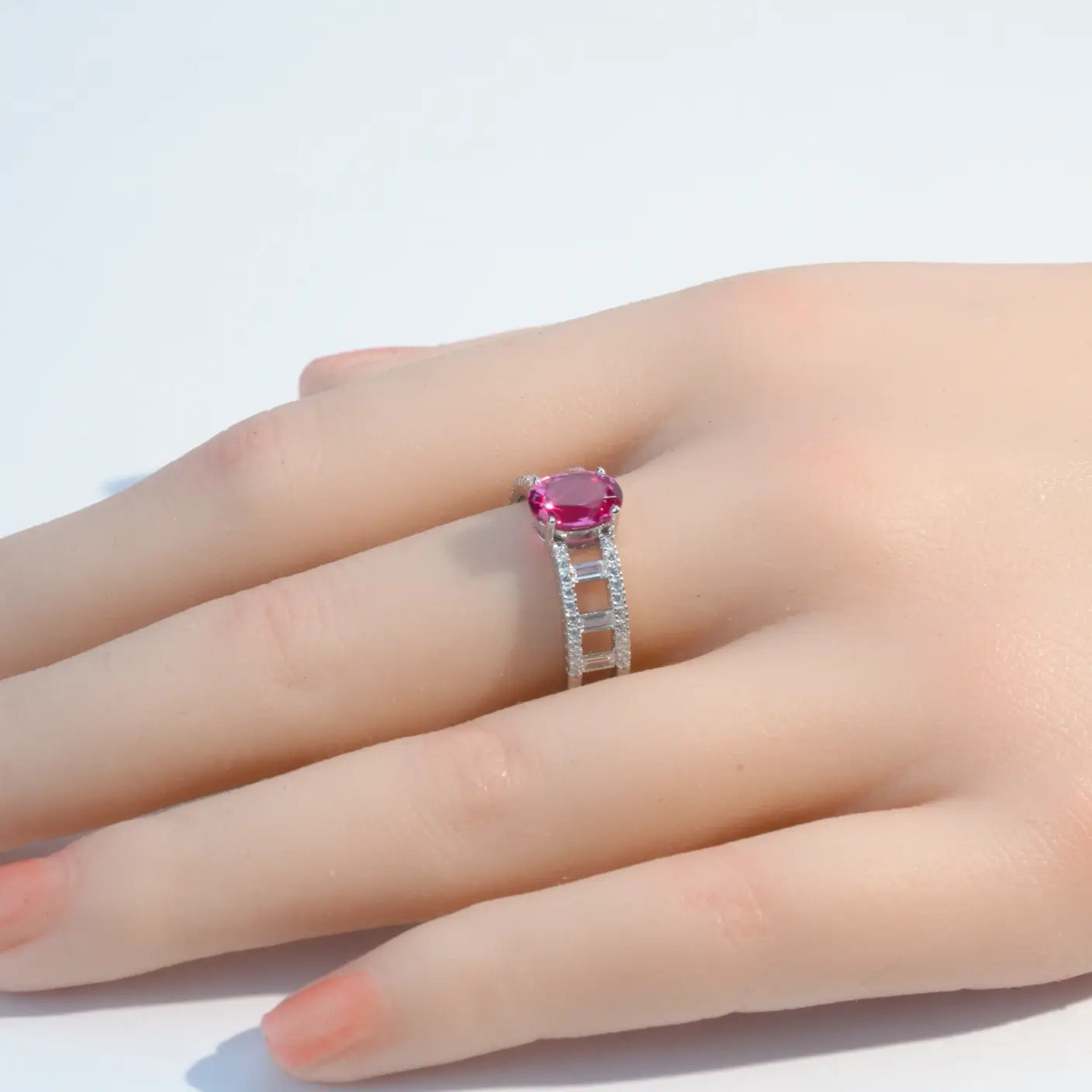 Sapphire (Padparadscha) Wide-band Ring