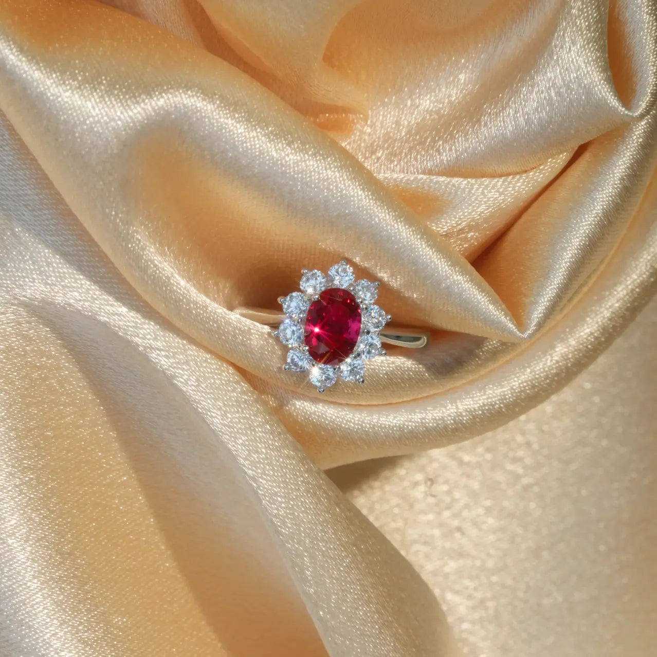 0.7ct Ruby Ring - Sunflower Style