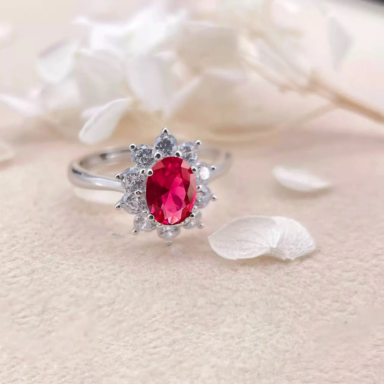 0.7ct Ruby Ring - Sunflower Style