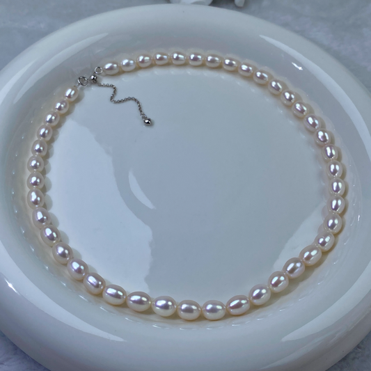 Freshwater Rice Pearls Necklace - Pearl white
