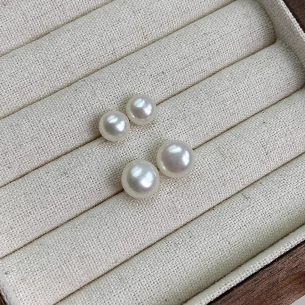 Freshwater Pearl Earring Studs - Oval Shape