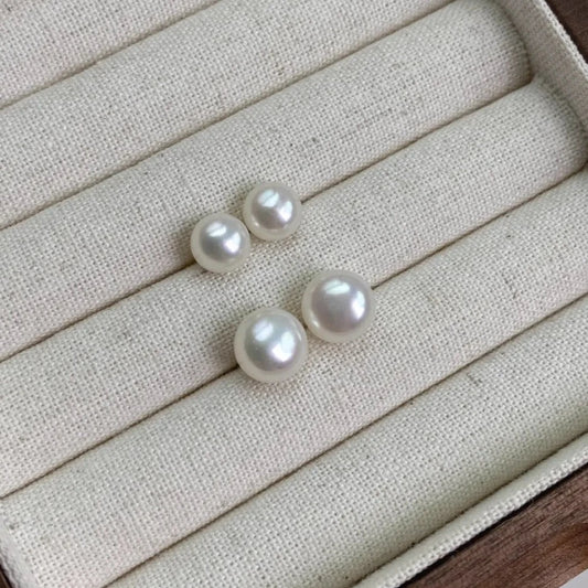 Freshwater Pearl Earring Studs - Oval Shape