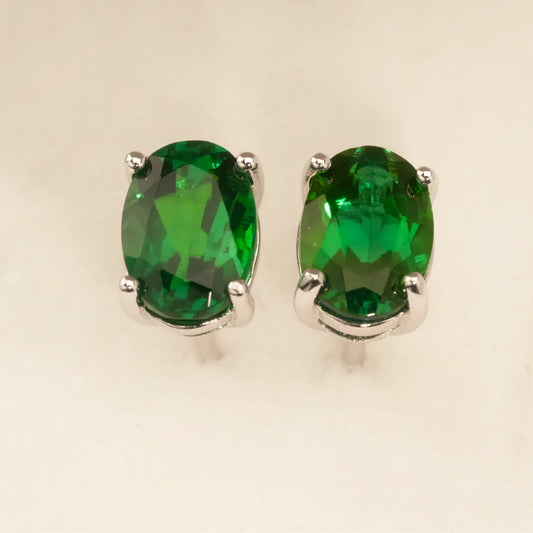2.6 ct Oval Shape Emerald Earring Studs