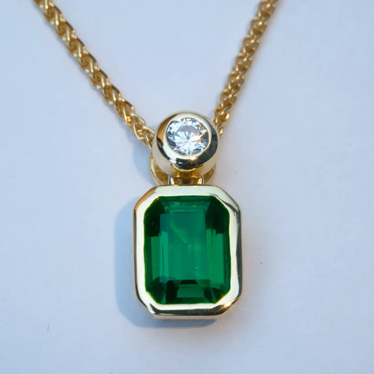 1.3 carat Emerald square necklace