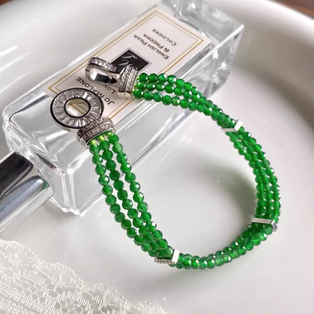 Natural Guatemalan Jadeite Beads Bracelet - Bright Green
